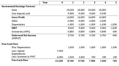 Table 4. HomeNet’s project:  Pro forma accounting and Free Cash Flow 