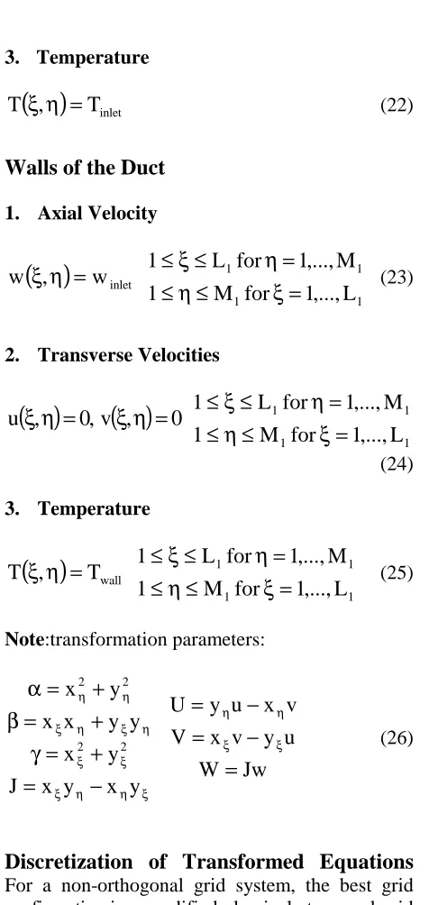 Figure 3. A three-dimensional control volume is shown in Figure 4.      The transformed governing equations are discretized 