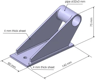 Figure 1. Form and overall dimensions of the holder model.  