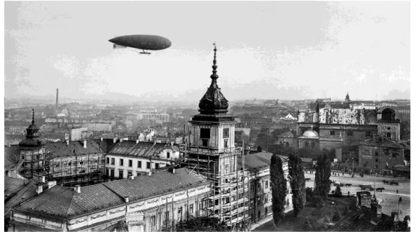 Figure 1. View of the airship "Lech" over Warsaw in 1926 [3].  