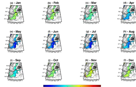 Figure 10. Temporal evolution of the air–sea CO2 ﬂux between 1998 and 2011 based on SMHIp data.