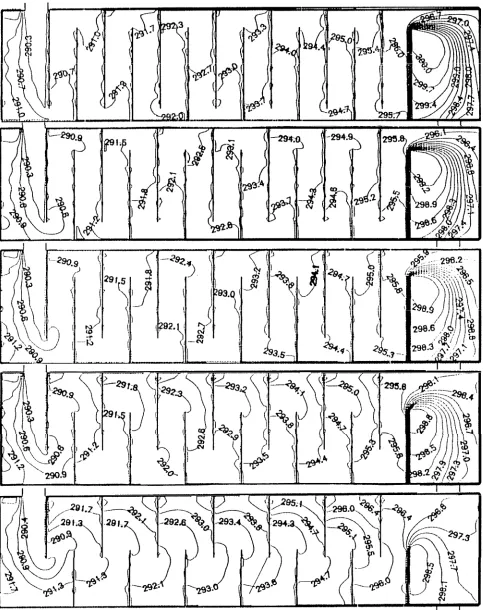 Figure 9. Isothermal lines for constant baffle spacing bs=0.20.