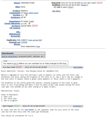 Figure 2.1: Bug Report #384108 from Eclipse Platform UI as reported in BugZilla.