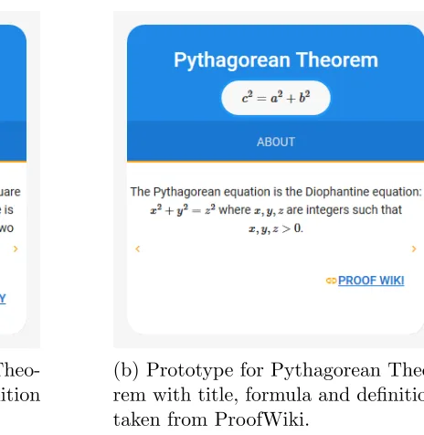 Figure 4.4: Prototype of math entity cards with Carousel for rotating descrip-tions.