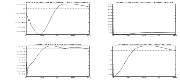 Figure 1: Impulse-responses to a 100bps temporary unanticipated monetary policy shock