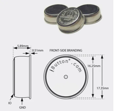 Fig. 2.Fig. 2. TheThe iButton i B u t t o n®® DS1922L that was used for temperaturemeasurements.DS1922L that was used for temperature
