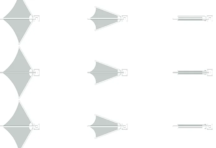 Figure 40. Rendering of the umbrella design mounted on Broad Street, Rochester. Rendering by author.