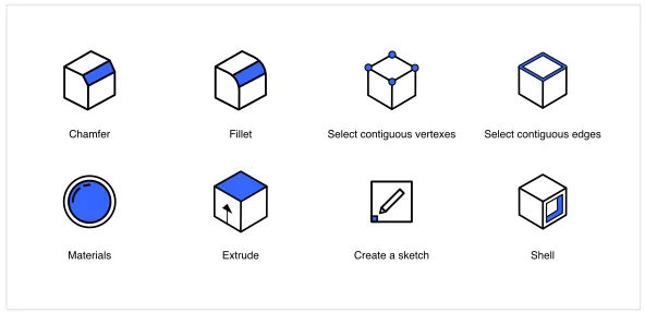 Figure 5 Icons designed for the tools of the interface 