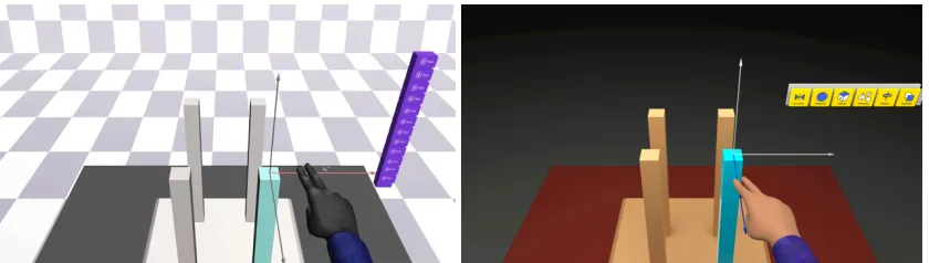 Figure 6 Tridimensional representation of the move gesture tool before shading on the left,  and after shading and changes on the right 