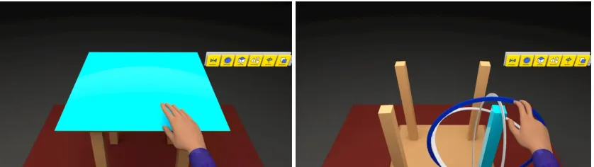 Figure 7 Tridimensional representation of the select gesture tool before shading on the left, and after shading and changes on the right 