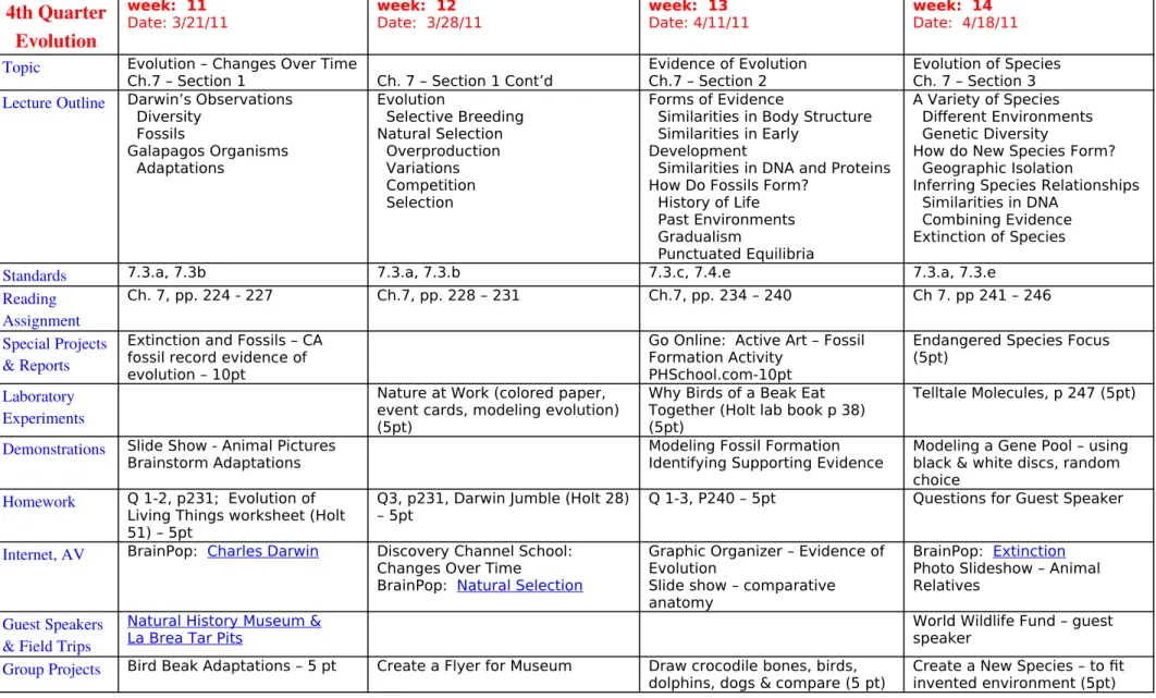 Graphic Organizer – Evidence of  Evolution