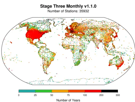 Figure 1. Location of all stations in the recommended Stage Three component of the databank
