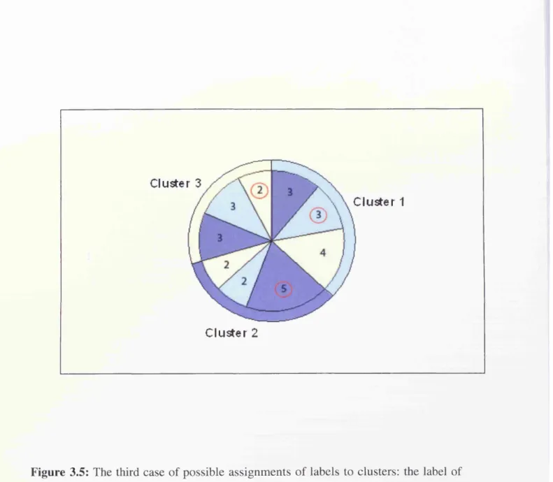 Figure  3.5:  The  third  case  o f possible  assignm ents  o f labels  to  clusters:  the  label  of 