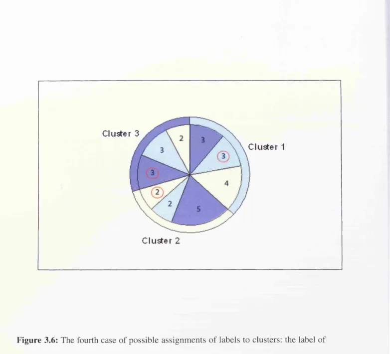 Figure  3.6:  The  fourth case o f possible  assignm ents  o f labels  to  clusters:  the  label  of 