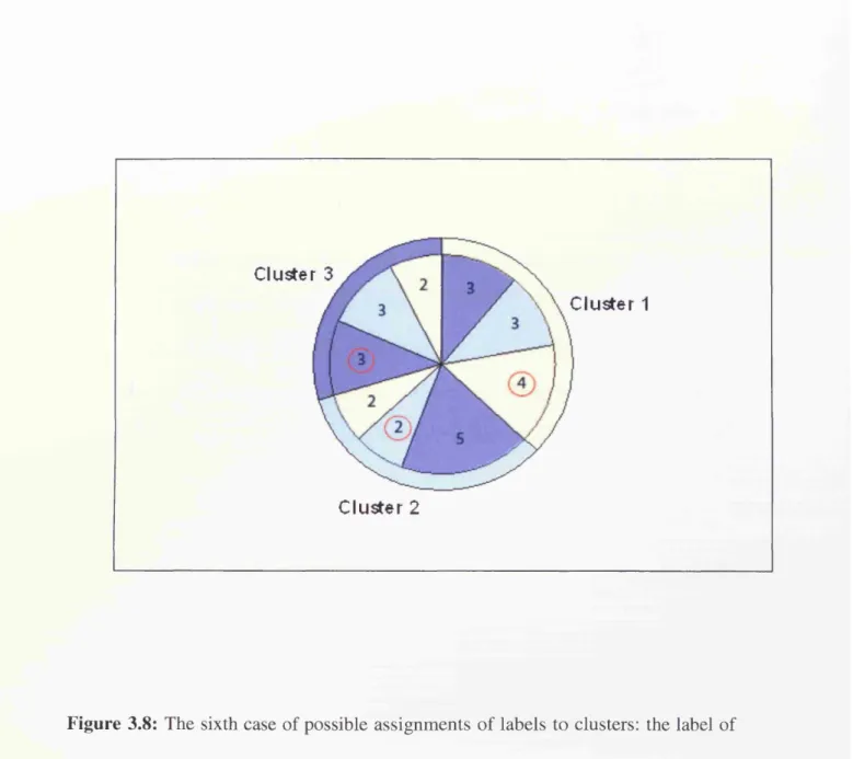Figure  3.8:  The  sixth  case  of possible  assignm ents  o f labels  to  clusters:  the  label  of 