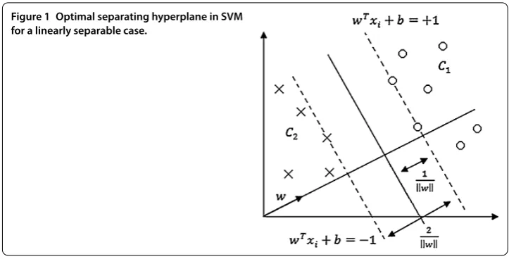 Figure 1 Optimal separating hyperplane in SVM