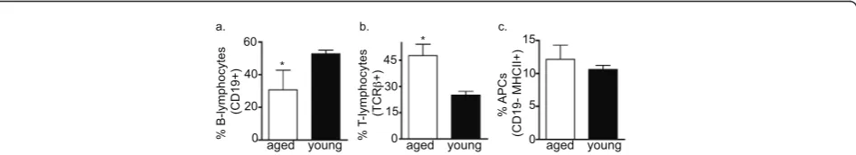 Figure 1 ILF formation is augmented at an early stage with aging. To evaluate if the process of ILF development was altered with aging,whole mount techniques were used to identify well developed SILT containing a follicle associated epithelium indicative o