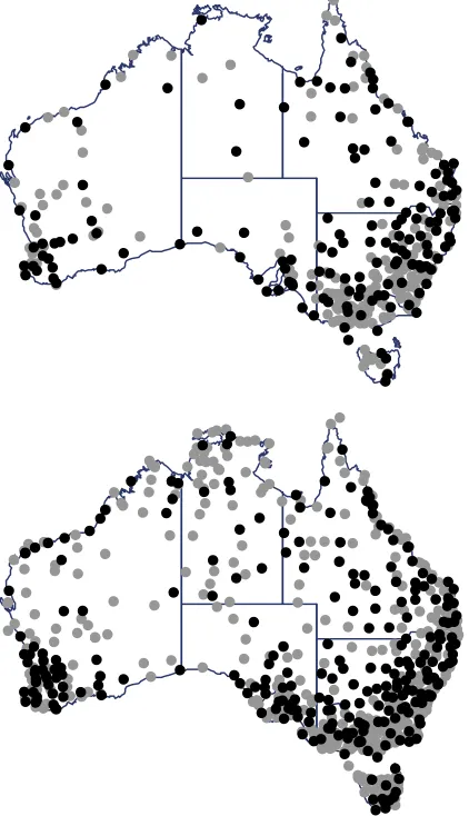 Figure 3. Number of Australian temperature stations with at least Nyears of digitized daily temperature data