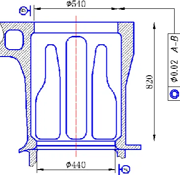 Figure 1. Design requirements for coaxiality of stepped holes with large spacing on a part