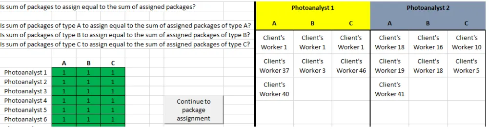 Figure 5. PESBAT: control table and output
