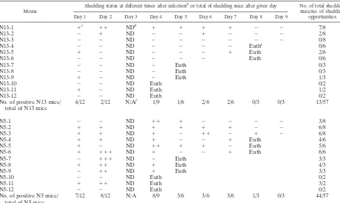 TABLE 3. HSV shedding in tear ﬁlm of p55�/� micea