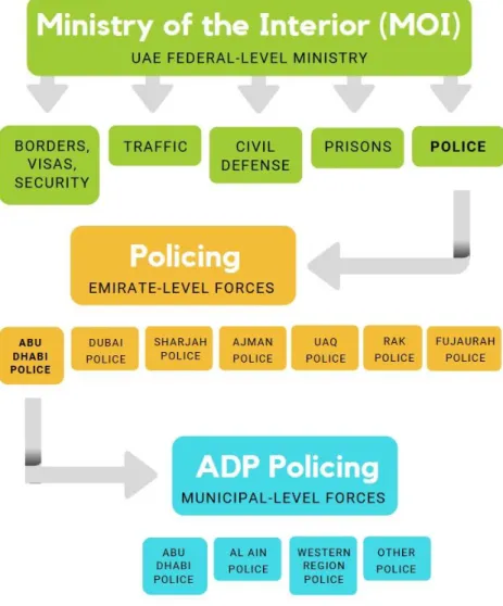Figure 1: Organisational structure between MOI and ADP 