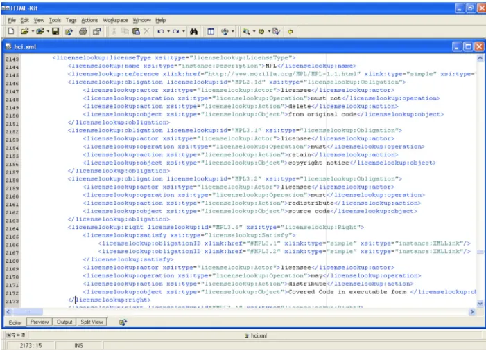 Figure 4. A view of the internal schematic representation of the Mozilla Public License.