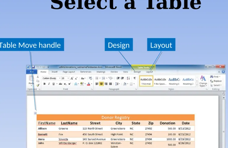 Table Move handle Design Layout
