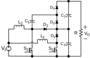 Figure 2. Interleaved boost voltage multiplier converter. 