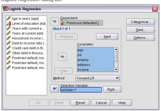Figure 2-1Logistic Regression dialog box