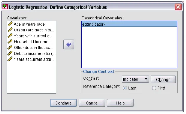 Figure 2-3Logistic Regression Define Categorical Variables dialog box