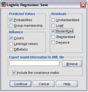 Figure 2-4Logistic Regression Save New Variables dialog box