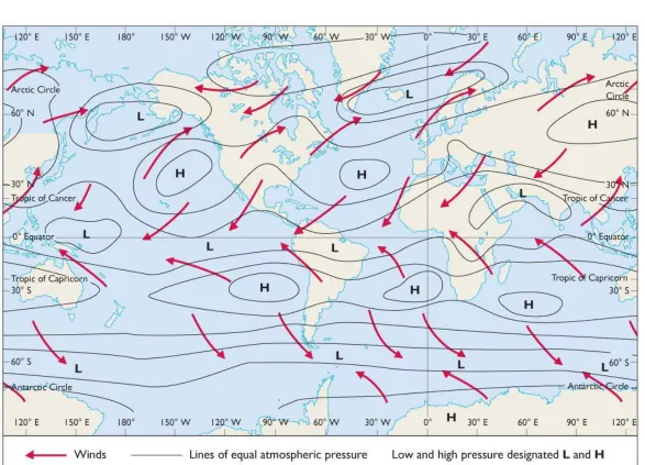 Figure 6-3b Air Pressure and Prevailing Winds
