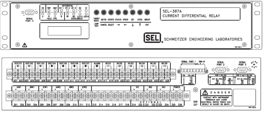 Figure 8 - Front and Rear view of the SEL-387A Relay 