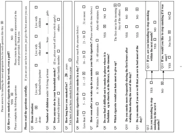Figure 1: First page of a STOP questionnaire