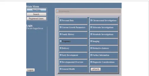 Figure 4. Secure data entry screen from a prototype CGDB, where phenotypic and genotypic data are deposited by authorised users.