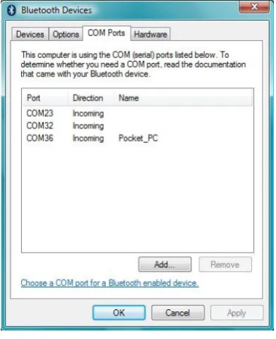 Figure 3.6 – Bluetooth COM Ports