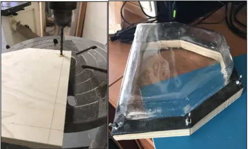 Figure 22: a) Left: Construction of cover base and b) Right: Final assembled cover 