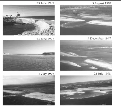 Figure 2. Aerial photographs showing evolution of the Barra Nova from 23 June 1997 to 22 July 1998