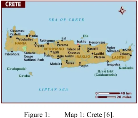 Figure 1:  Map 1: Crete [6]. 