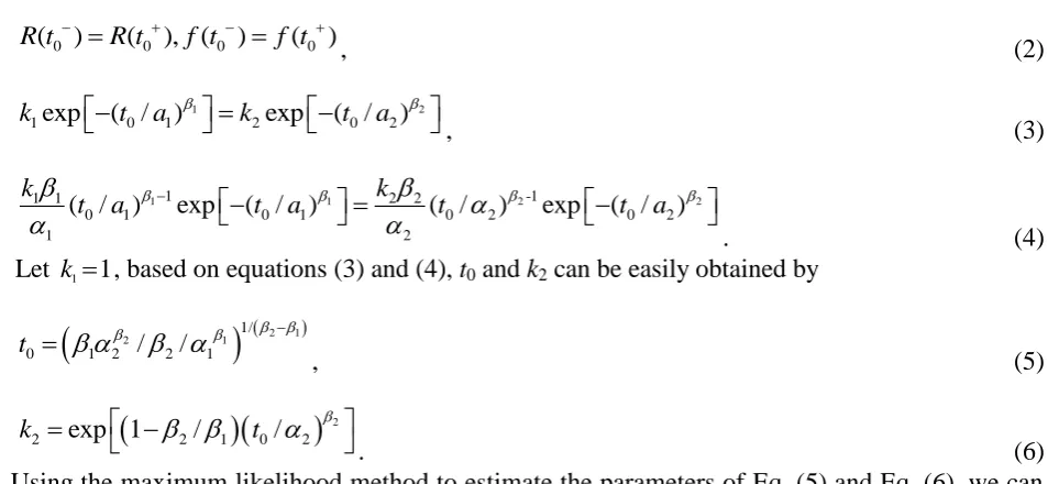 figure out the duration of early failure period of NC machine tool, it provides reference for early Using the maximum likelihood method to estimate the parameters of Eq