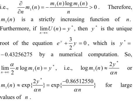 Table 1. Numerical values of m1 for different values of α and n 
