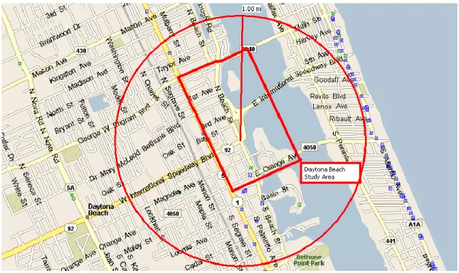 Figure 16:– The Beach Street Shopping District study area is shown above inside of the red box