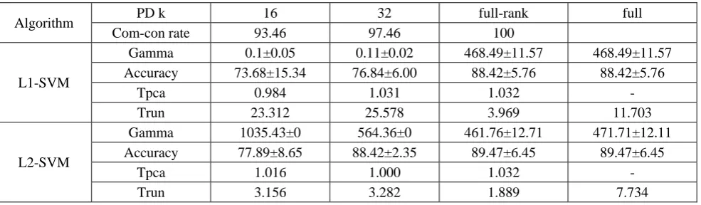 Table 2. Results on arcene dataset (10010000) 