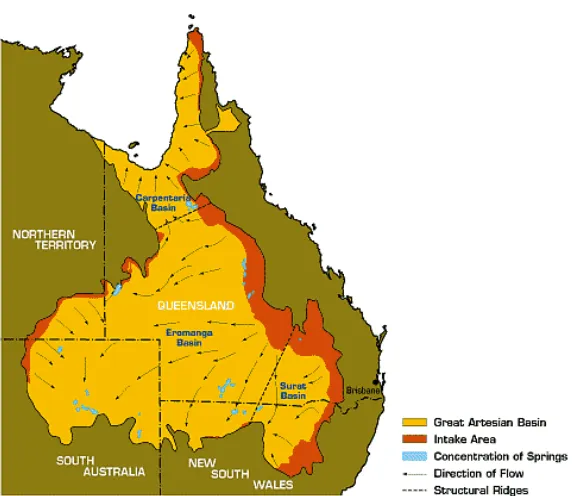 Figure 2.1: Map of Great Artesian Basin, Source: NR&W Qld. 