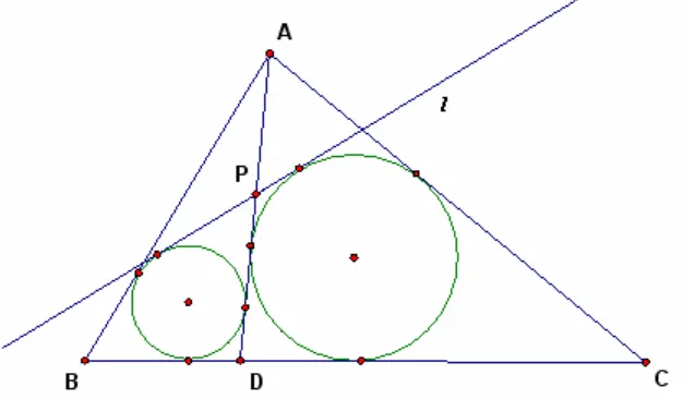 Figure 2. Red points on the two incircles are tangent points 