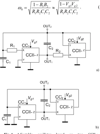 Fig. 6.   Time waveforms of the output signals (for V g1  = 2 V,  V g2  = 0 V), given by simulation (transient analysis in  PSpice)