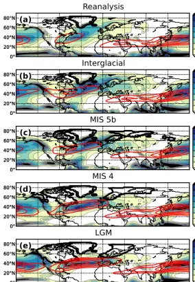 Figure 4. Evolution of the winter (DJF) precipitation (mm day−1) over the glacial cycle