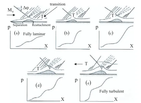 Figure 2.21: Schematic representation of transition motion on a shock- shock-separated flow