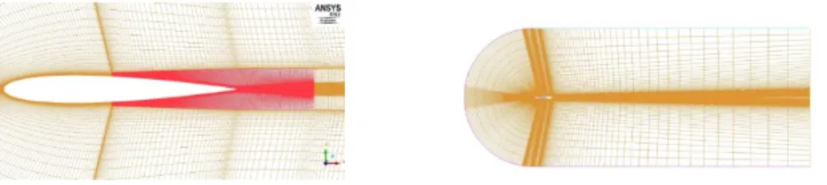 Fig. 2 Mesh for the LES domain (left) and the entire domain (right) 